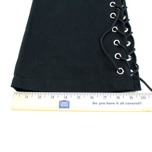 Lip Service Black Lace-Up Corset Pants SZ L Gothic Punk Low Rise Cotton Y2K Alt - Picture 9 of 15